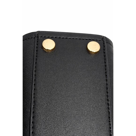 Michael Kors Marilyn Medium Saffiano Leather Satchel Black Gold - Picture 15 of 16